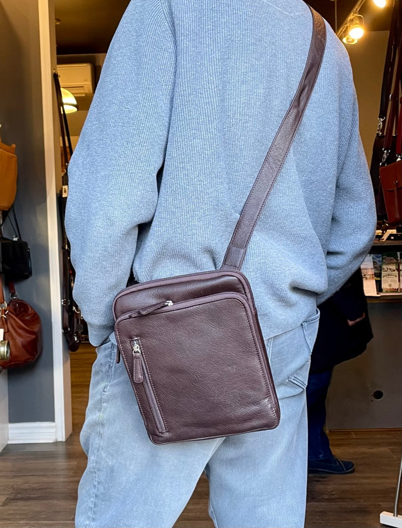 Leather crossbody man bag Clearance